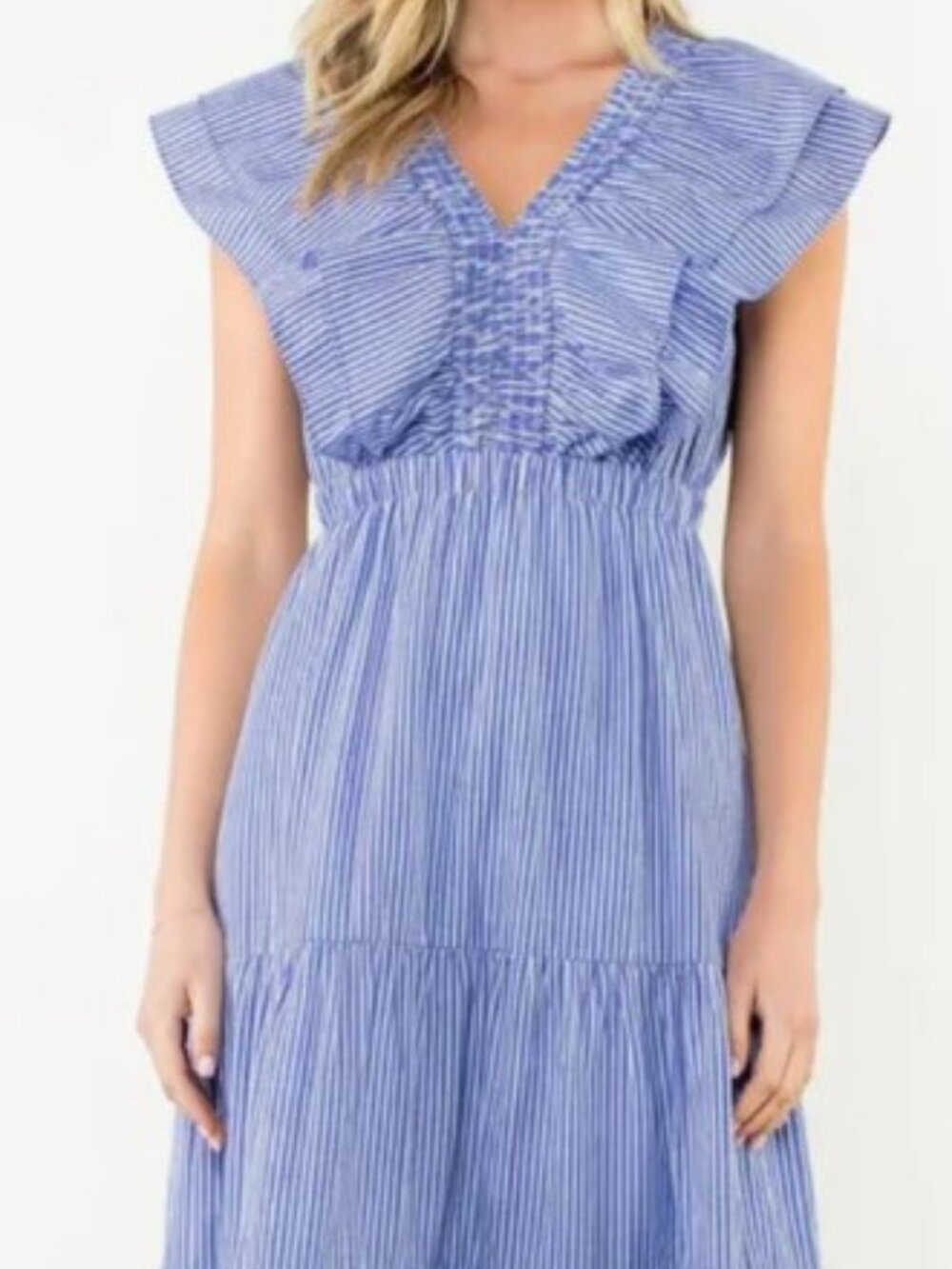 REDUCED! THML Stripe Flutter Midi dress in Blue ~ medium